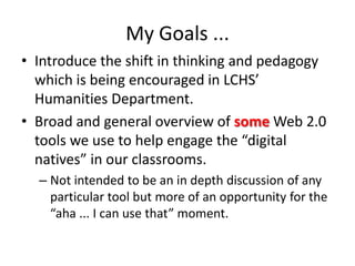 Who am I?   Social Studies and Humanities teacher at Lacombe Composite High School.