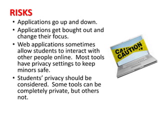 What is Web 2.0? The current generation of web based applications/tools which do more than just display content, they allow users to interact with, participate with, and create their own content.http://electronicportfolios.org/learning/index.html