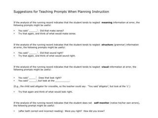 Summer institute 2012 Running Records