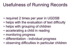 Summer institute 2012 Running Records