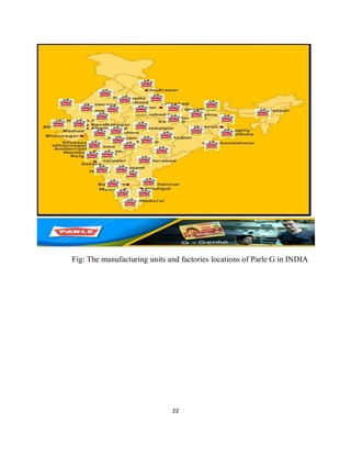22
Fig: The manufacturing units and factories locations of Parle G in INDIA
 