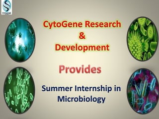 CytoGene Research
&
Development
Summer Internship in
Microbiology
 