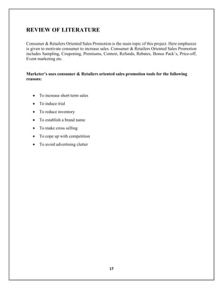 Report on mapro & fmcg sector and sales promotion | PDF