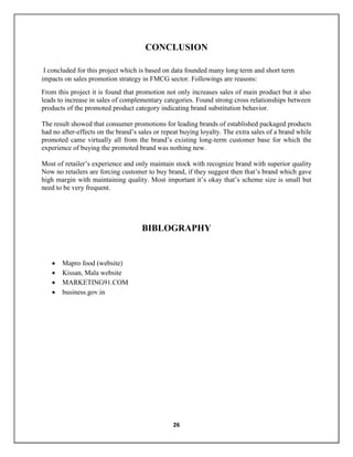 Report on mapro & fmcg sector and sales promotion | PDF