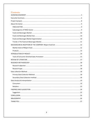 Report on mapro & fmcg sector and sales promotion | PDF