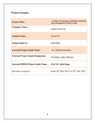 Report on mapro & fmcg sector and sales promotion | PDF