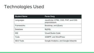 Summer Internship (Presentation) | PPTX | Web Development | Internet