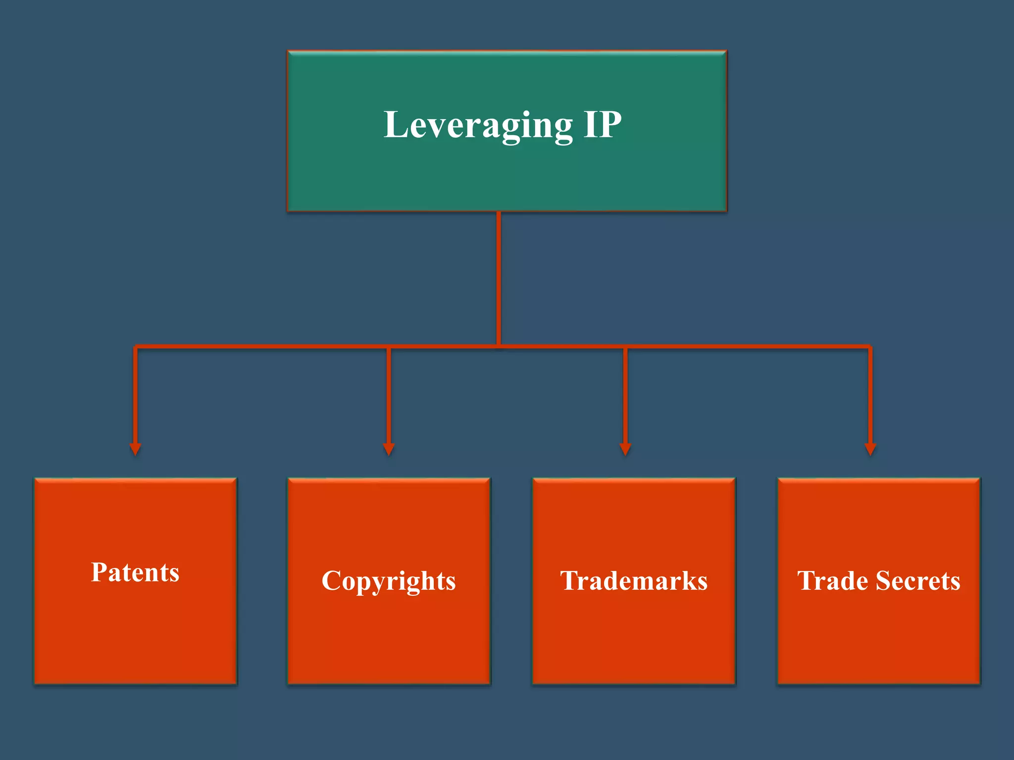 Leveraging IP
Patents Trademarks Trade SecretsCopyrights
 