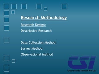 Research Methodology
Research Design:
Descriptive Research
Data Collection Method:
Survey Method
Observational Method
 