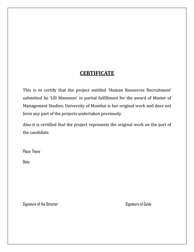 Summer internship project hr mba mms PDF