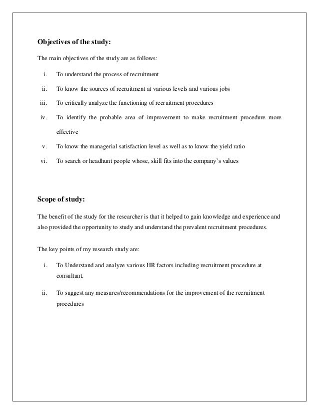 objective of summer internship