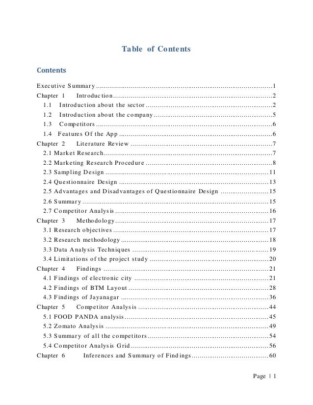 sle table of contents for project report summer internship project report on food app tinyowl sle table of contents for project report summer internship project report on food app tinyowl