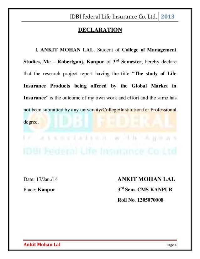 the study of life insurance products being offered by the global market in insurance cms college mcrobertganj kanpur 4 638