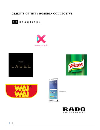 30
CLIENTS OF THE 120 MEDIA COLLECTIVE
 