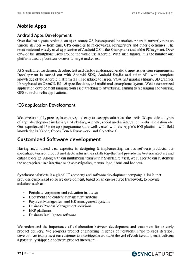 Summer Internship Report on Developing business promotional strategies