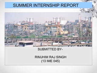 SUMMER INTERNSHIP REPORT
SUBMITTED BY-
RIMJHIM RAJ SINGH
(13 IME 045)
 