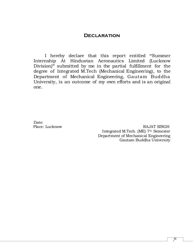 Summer internship report at hal lucknow (accessories division)