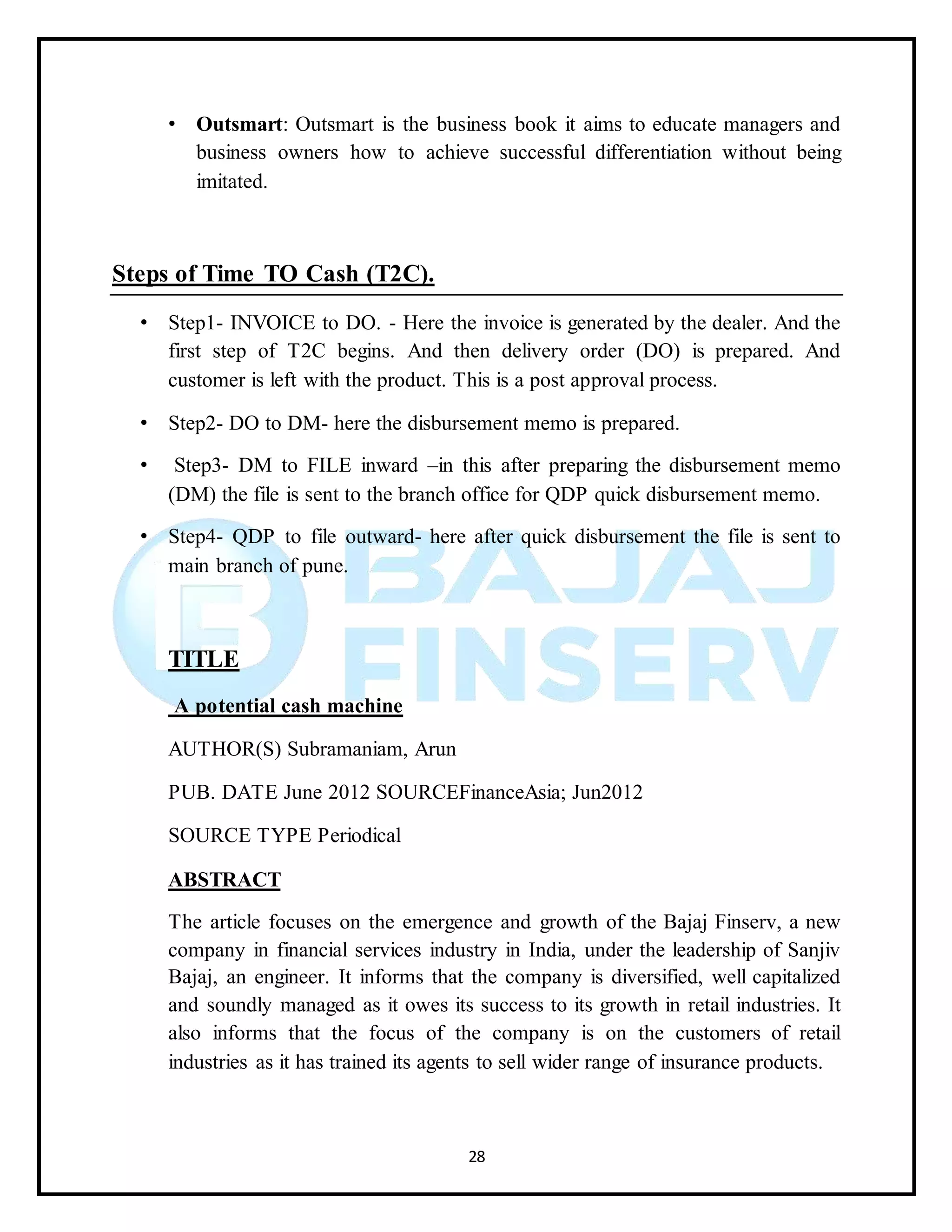 Summer intership project bajaj finserv | DOCX