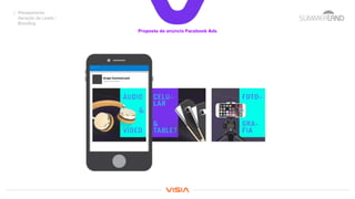 Proposta de anúncio Facebook Ads
Planejamento
Geração de Leads /
Branding
 