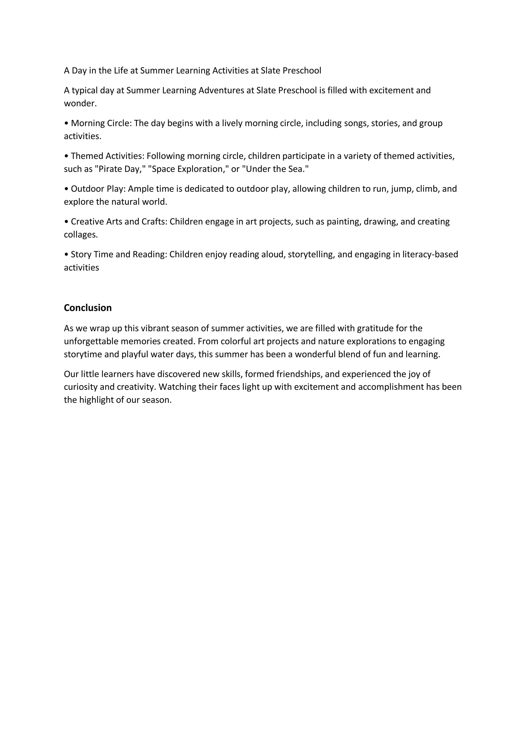 Summer Learning Activities In Preschool pdf Summer learning activities in preschool pdf