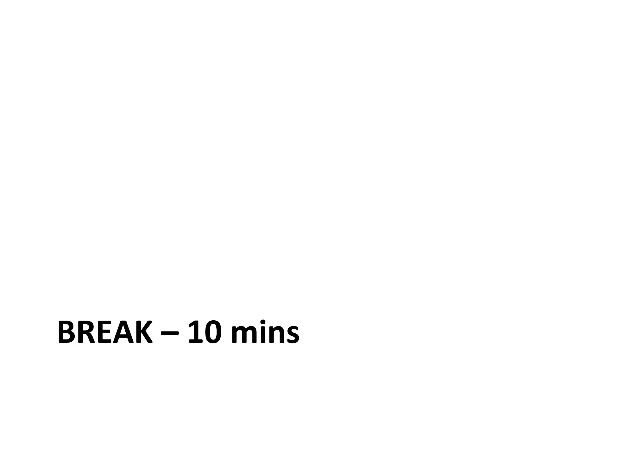 BREAK – 10 mins
 