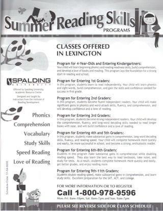 Summer Reading Skills -Spalding