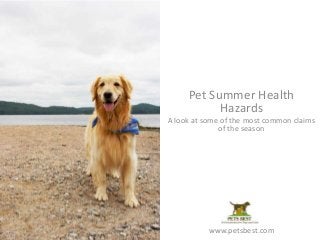 Pet Summer Health
Hazards
A look at some of the most common claims
of the season
www.petsbest.com
 