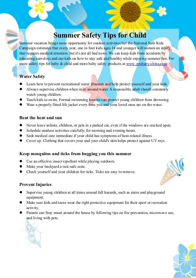 Summer safety tips for child