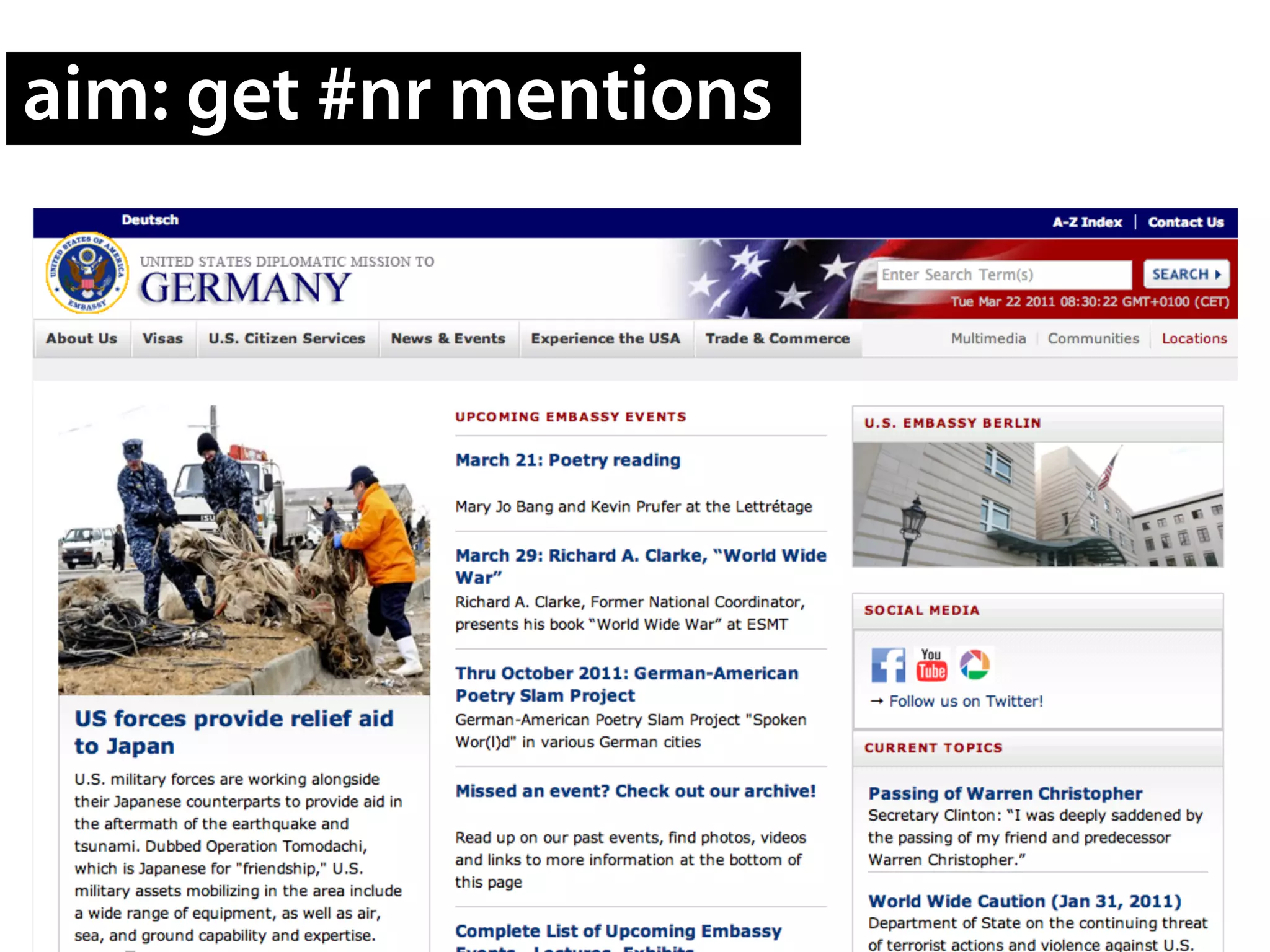 aim: get #nr mentions
 