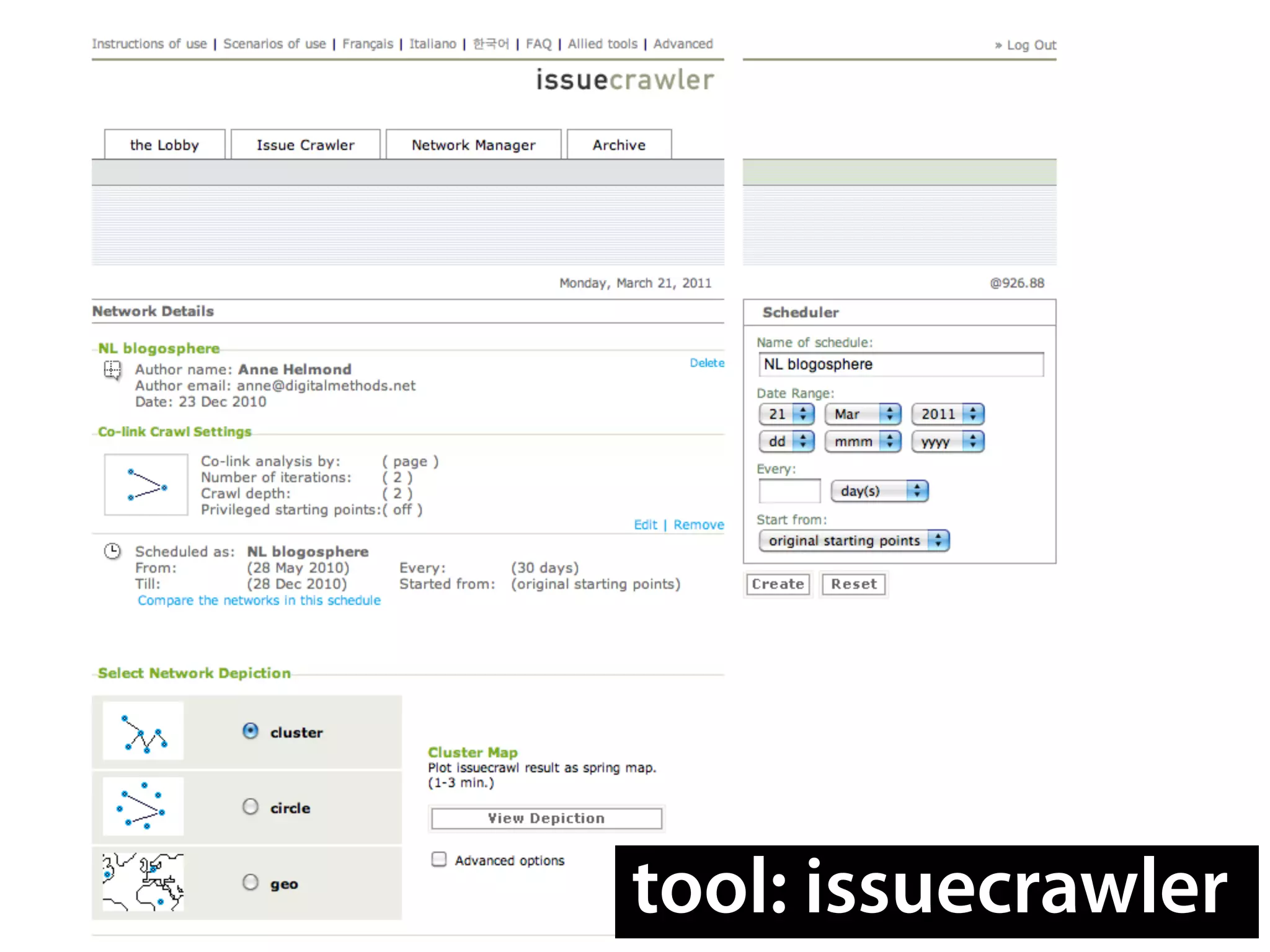tool: issuecrawler
 