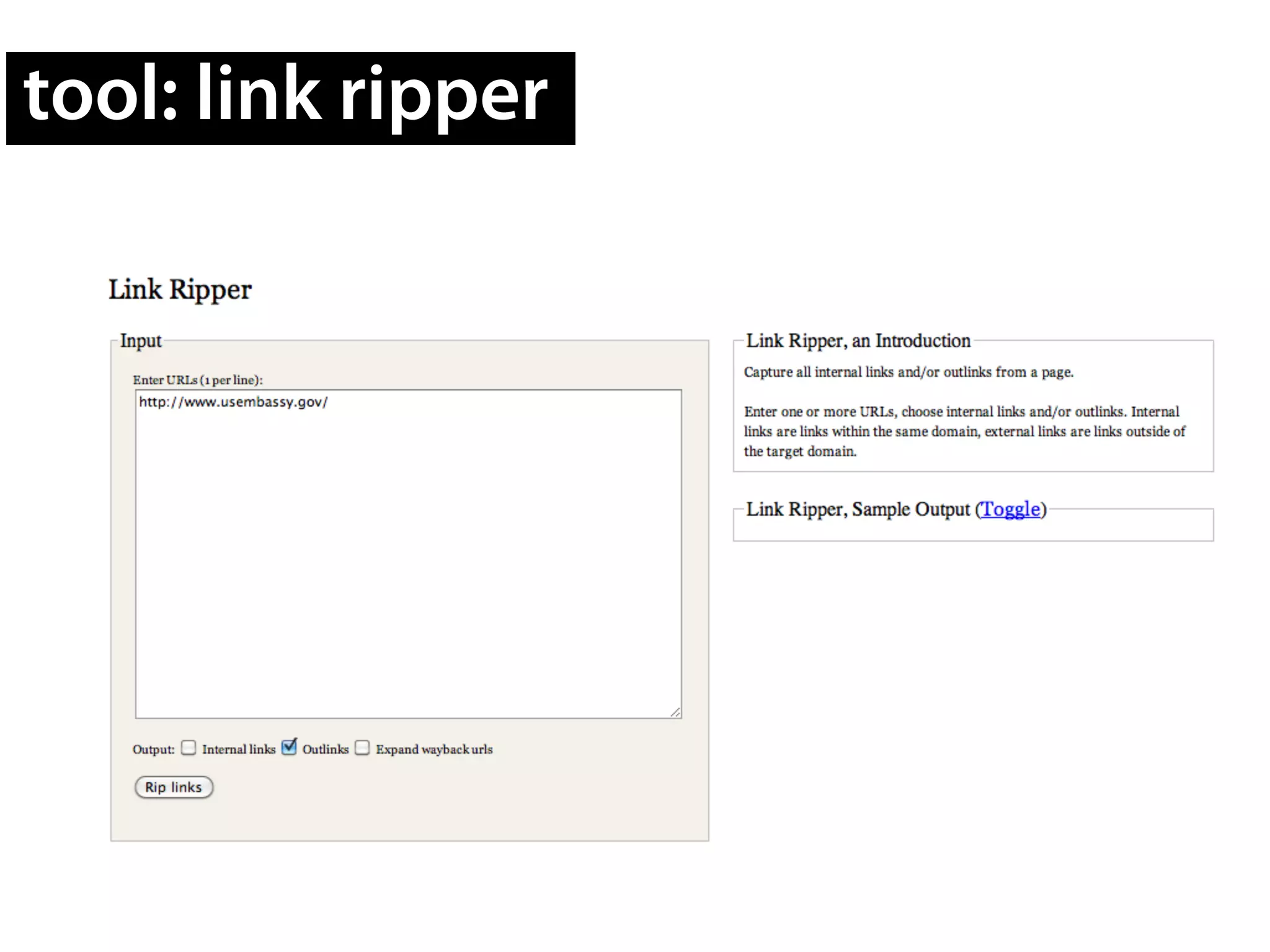 tool: link ripper
 