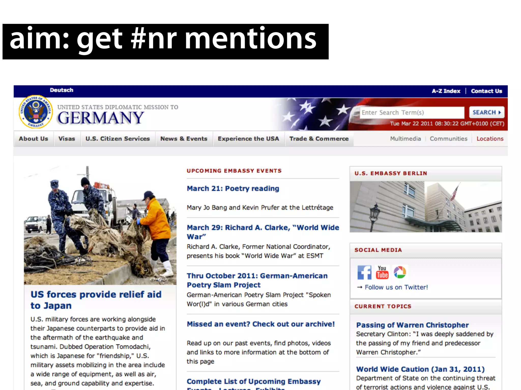 aim: get #nr mentions
 