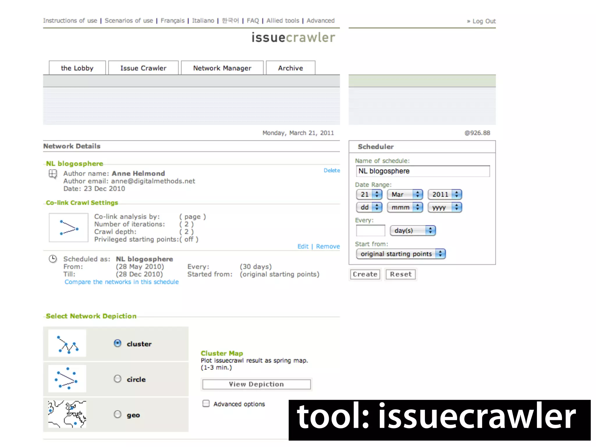 tool: issuecrawler
 