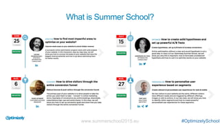 What is Summer School?
Optimizely Summer School –
Class 1
#OptimizelySchoolwww.summerschool2015.eu
 