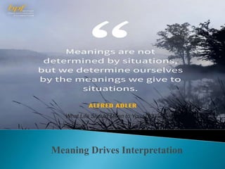 What Life Should Mean to You (1937), p. 14
Meaning Drives Interpretation
 