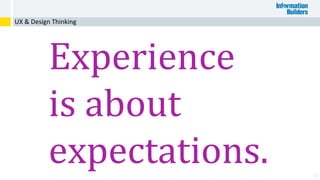 15
UX & Design Thinking
Experience
is about
expectations.
 