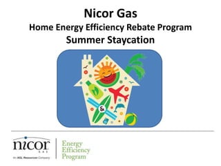 Nicor Gas
Home Energy Efficiency Rebate Program
        Summer Staycation
 