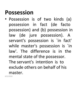 Possession State law of torts assignment | DOC