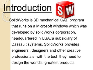 ppt on summer training on solidworks | PPTX