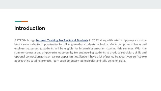 Summer Training for Electrical Engineering Students in 2022 | PPTX