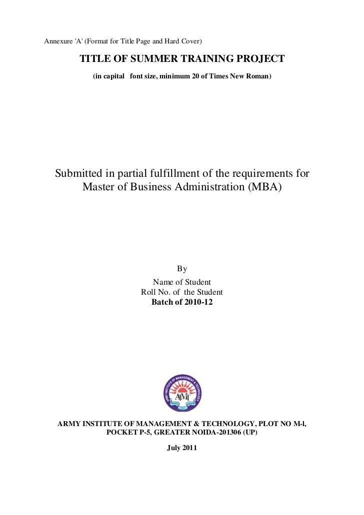 project title page format