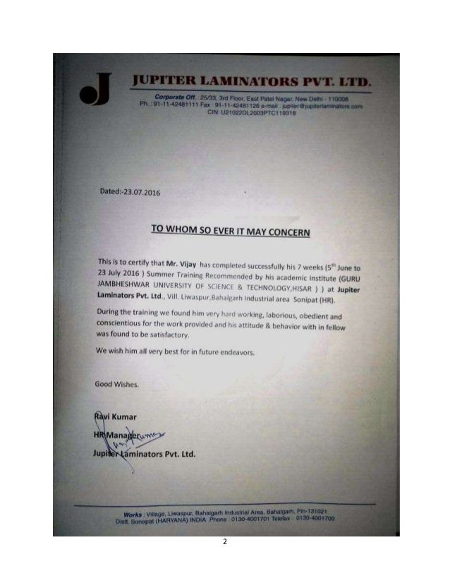 How To Prepare Summer Training Project Report