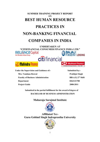 Best Human Resource Practices In Non Banking Financial Companies In India