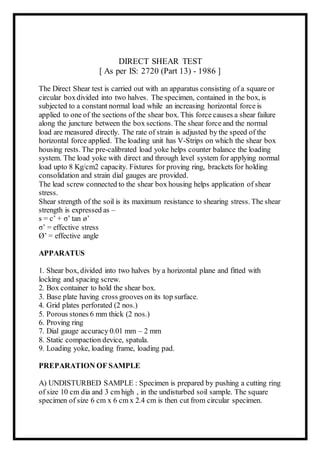 Shearing Inspection Report.pdf Summer training report on soil testing experiments | DOCX