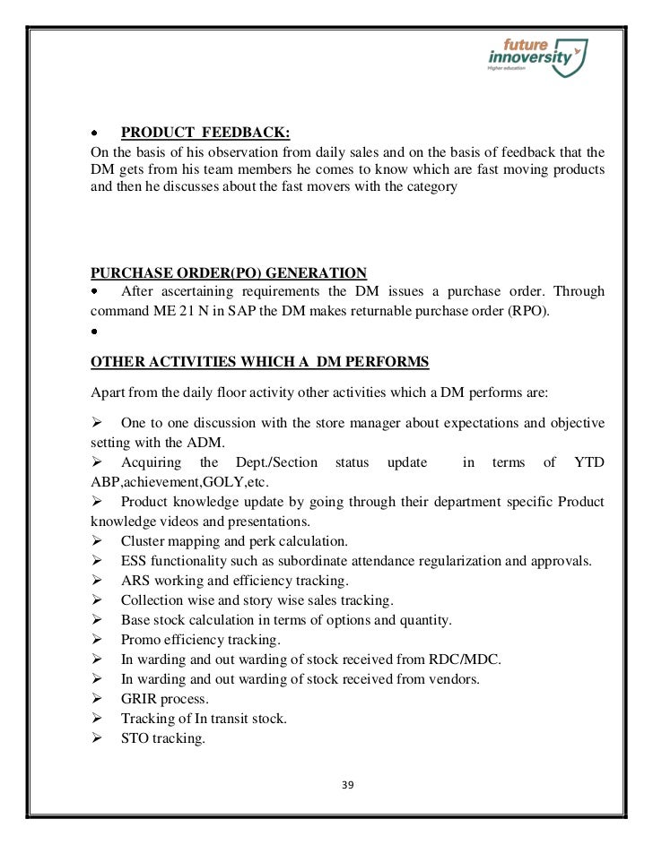 report in sales sap quantity report) training DYNAMIC IN RETAIL MARKETING (Summer report in sales sap quantity report) training DYNAMIC IN RETAIL MARKETING (Summer