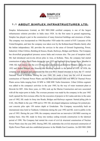 Summer Training Report at Simplex Infrastructures and Salarpuria Joint ...