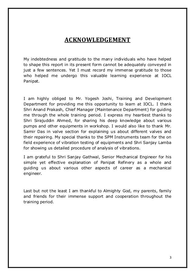 Vocational Training at IOCL, Panipat ( Mechanical 