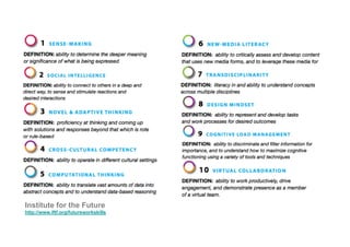 utscic.edu.au
Institute for the Future
http://www.iftf.org/futureworkskills
 