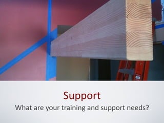 Support
What are your training and support needs?
 