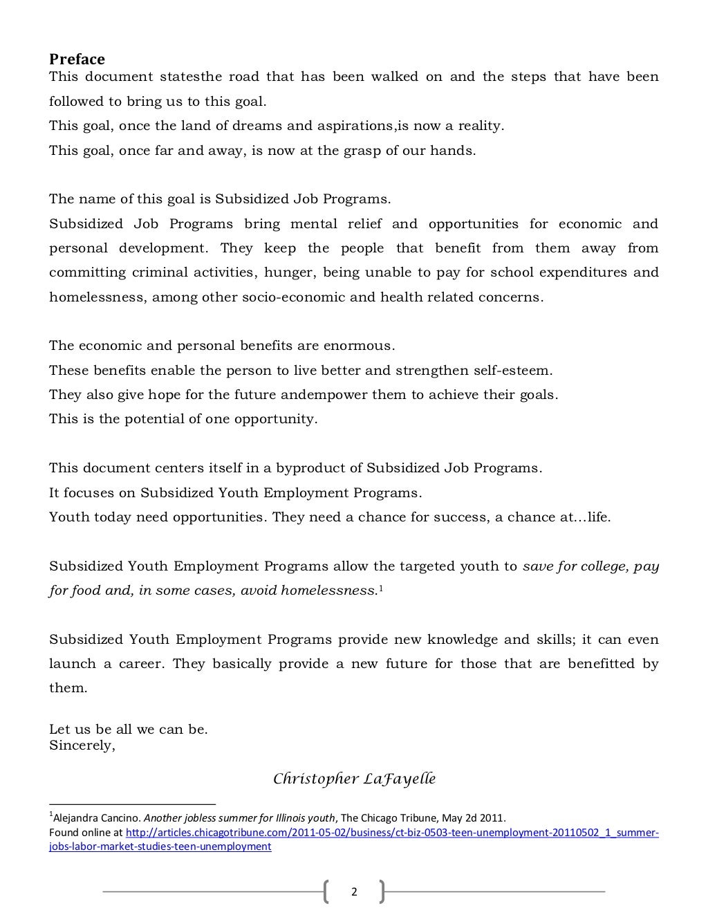 Summer Youth Employment Programs
